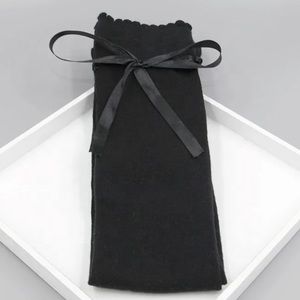Over the Knee Socks with Ribbon Bow - dark grey